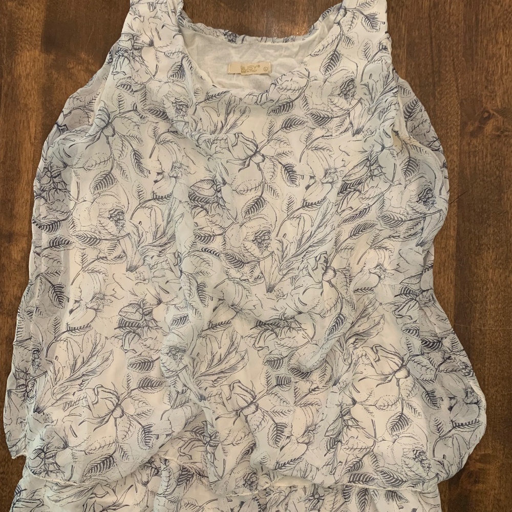 Giusy Italy PURE SILK Layered Floral Ruffled Tank Top Sz Large